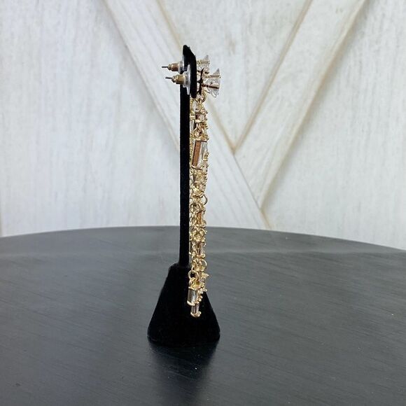 Natasha Rhinestone Crescent Moon Dangle Earrings Celestial - Picture 2 of 8